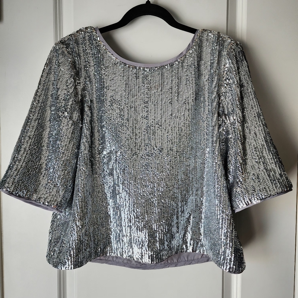 J. Crew Silver Sequin Top